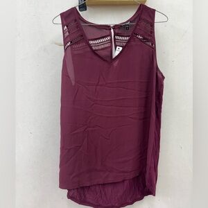 Express Burgundy Lace Detail Tank Top size medium-nwt